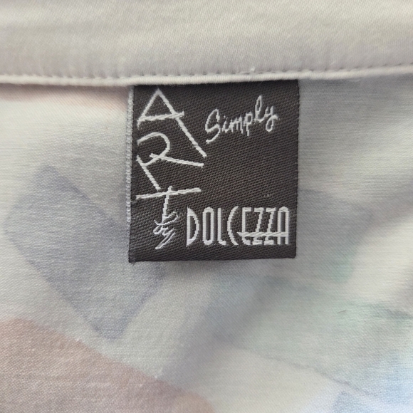 Dolcezza Colorful Geometric Button Down Shirt With Rhinestone Stars Size Med - Picture 6 of 6